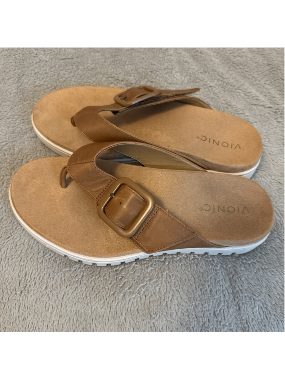 Vionic Women’s Sandals Tan Leather 8.5 Wide Fall Boho Comfort